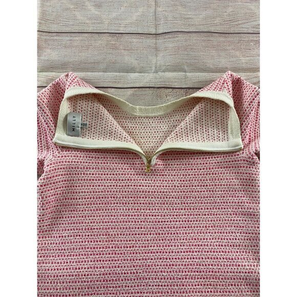 Milly Of New York Women's Pink Short Sleeve Tweed Knit A Line Dress - P - Picture 12 of 12